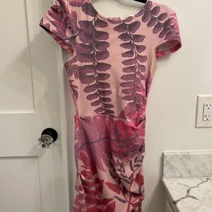 Pink and Purple Leaf Print Dress